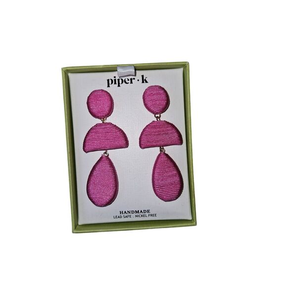 PIPER K Handmade 3-tier Pink Earrings - Picture 1 of 1